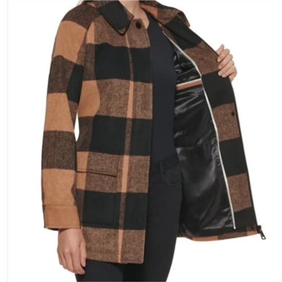 Calvin Klein Belted Shirt Jacket Camel / Black Size L - Picture 2 of 11